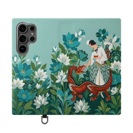 🐉🌿 The Dragon Keeper Flip Case – Art Deco Floral Fantasy