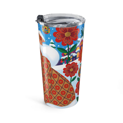 🌺❄️ The Lady Of The Winter Folk Bloom Tumbler – Art Deco Holiday Fantasy