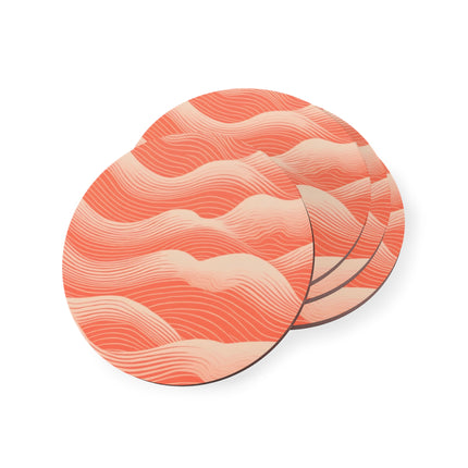 Hues of Orange and Beige Wave Pattern Coasters