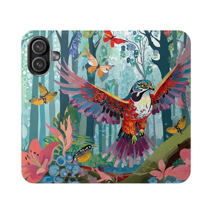 🦖🦋 Colorful Raptor Flip Case – Butterfly Wonder & Forest Adventure