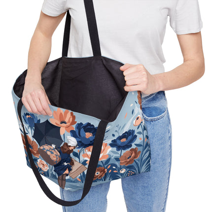 ☂️🌺 The Lady Of The Traveling Garden Weekender Tote Bag – Art Deco Floral Adventure