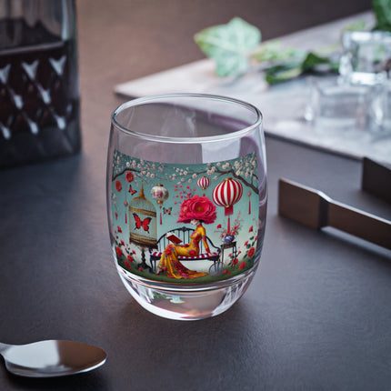 Reading In A Painted Garden Whiskey Glass