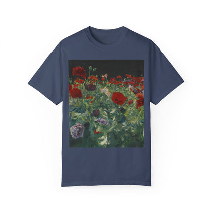 Poppies (A Study of Poppies for Carnation, Lily, Lily, Rose) by John Singer Sargent Unisex Garment-Dyed T-shirt