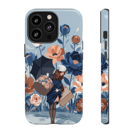 ☂️🌺 The Lady Of The Traveling Garden Phone Case – Art Deco Floral Adventure