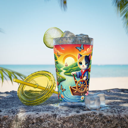 Sailor Kitten’s River Adventure Sunsplash Tumbler with Straw, 16oz