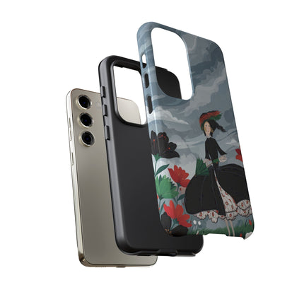 🌧️🌺 The Stormy Flower Walk Phone Case – Art Deco Floral Fashion
