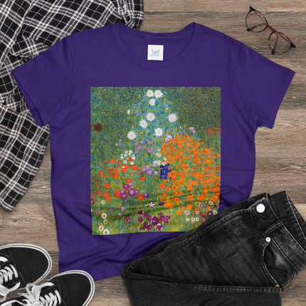 Cottage Garden by Gustav Klimt Women's Midweight Cotton Tee
