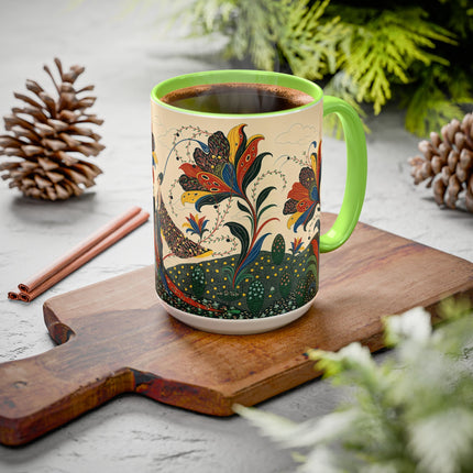 🌺🦋 The Enchanted Floral Voyage Colorful Mug – Art Deco Botanical Whimsy