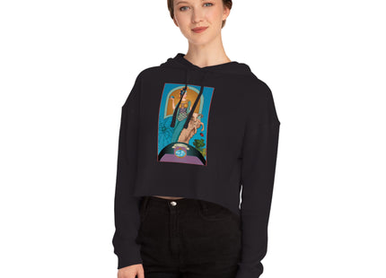 March & Aquamarine (Gem Series) by Sofia Chiostri Women’s Cropped Hooded Sweatshirt