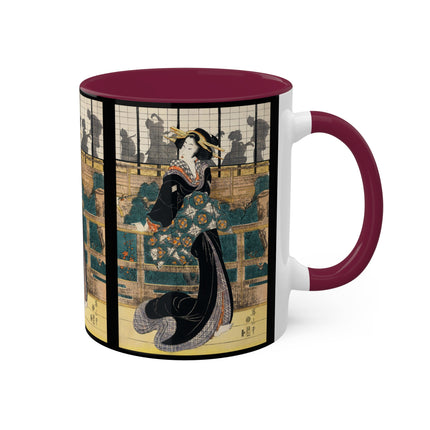 Japanese woman woodcut print by Kikukawa Eizan Colorful Mugs, 11oz