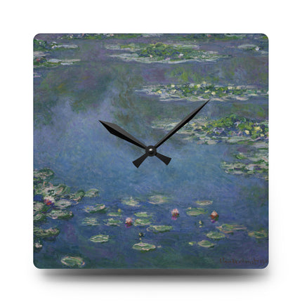 Water Lilies by Claude Monet Acrylic Wall Clock, Round and Square