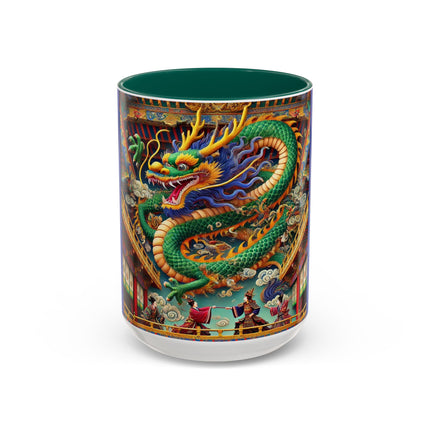 Tibetan Dragon Over Kabuki Duel Colorful Mugs (11oz, 15oz)