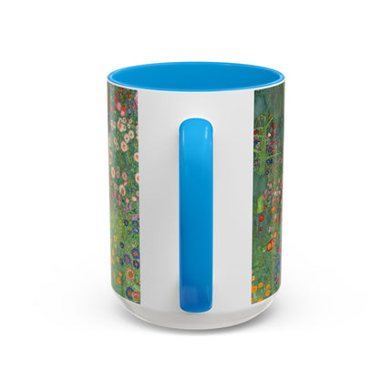 Farm Garden with Sunflowers by Gustav Klimt Colorful Mugs (11oz, 15oz)