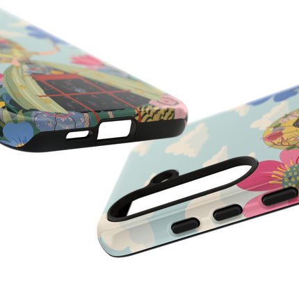 🌸🪞 The Floral Parasol Reflection Phone Case – Art Deco Garden Fantasy