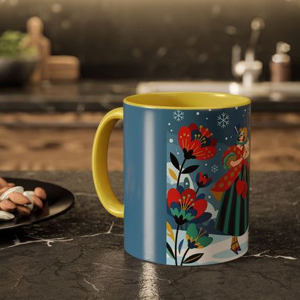 ❤️❄️ The Winter Heart Messenger Colorful Mug – Art Deco Snow Garden Fantasy