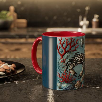 Spotted Crab & Pagoda Colorful Mug – Mystical Ocean & Asian Harmony