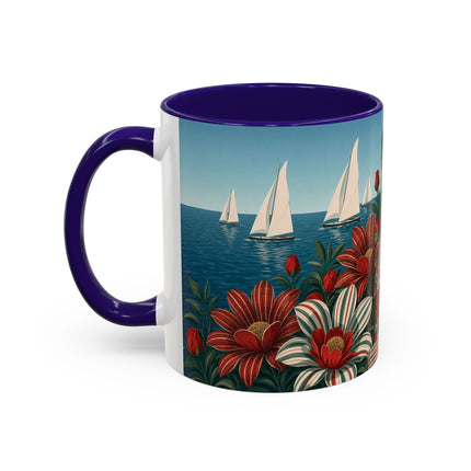 ⛵🌹 The Seaside Rose Traveler Colorful Mug – Art Deco Floral Elegance