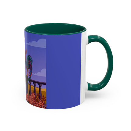 The Dawn Serenade Colorful Mug (11oz, 15oz) – Rooster Beauty, Morning Charm & Art Deco Elegance