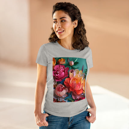 Peonies in Full Bloom Women's Midweight Cotton Tee