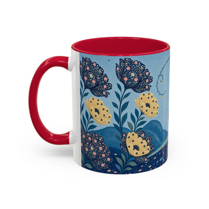 🌼🦋 The Enchanted Butterfly Garden Promenade Colorful Mug – Art Deco Floral Whimsy