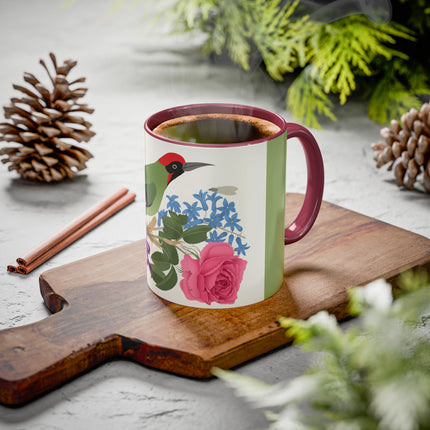 Woodpecker & Rose Colorful Mugs – Vibrant Spring & Bold Beauty