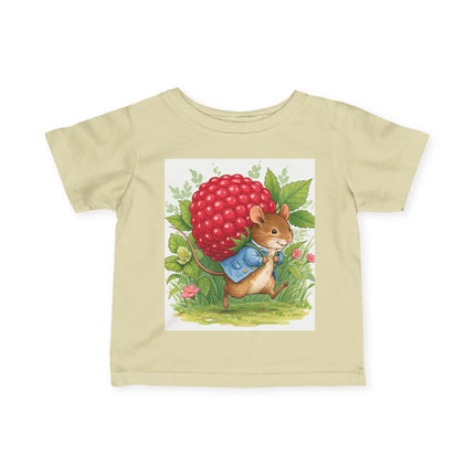 🐭🍓 The Little Raspberry Garden Mouse Infant Fine Jersey Tee – Whimsical Woodland Charm