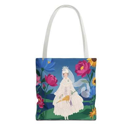 🌸👑 The Lady Of The Enchanted Flower Crown Tote Bag – Art Deco Garden Fantasy