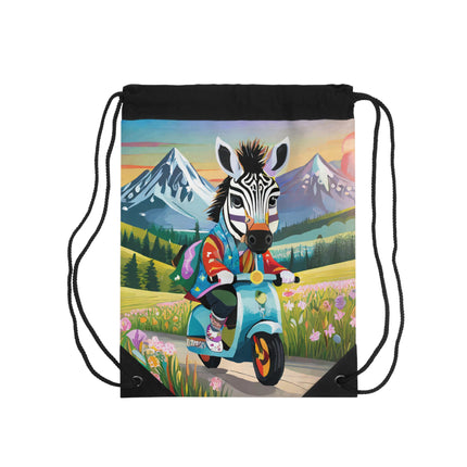 Stripes on Wheels Drawstring Bag