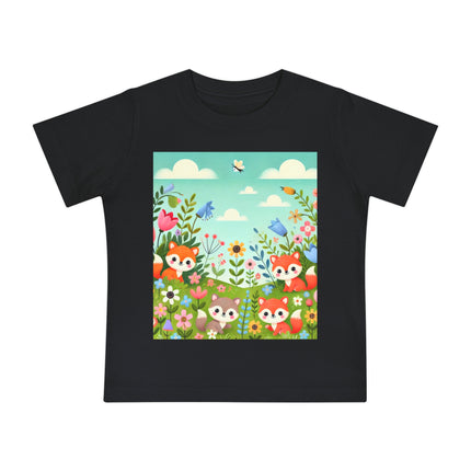 Fox Cubs in Bloom Baby T-Shirt – Springtime Joy & Playful Friendship