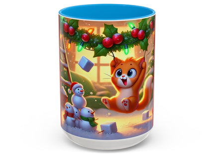 Naughty or Nice Kitten Christmas Colorful Mugs (11oz, 15oz)