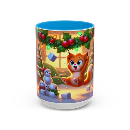 Naughty or Nice Kitten Christmas Colorful Mugs (11oz, 15oz)