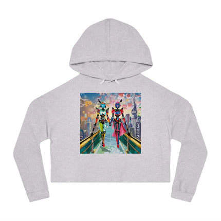 Cyber Punk Robot Models Cropped Hooded Sweatshirt