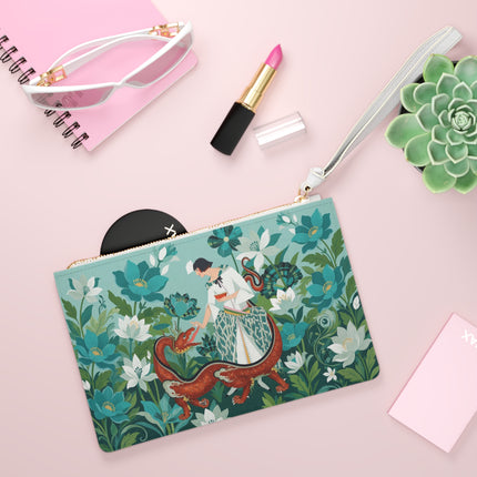 🐉🌿 The Dragon Keeper Clutch Bag – Art Deco Floral Fantasy