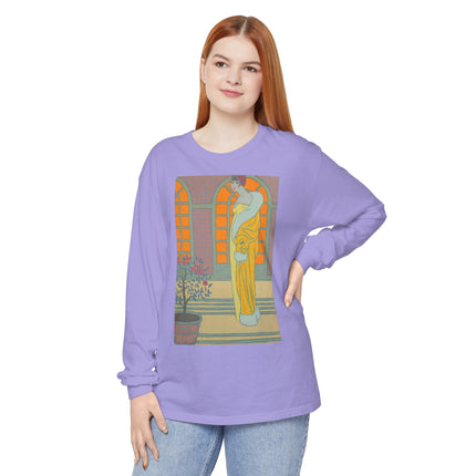 Sur Les Marches Du Jardin by Georges LePape Garment-dyed Long Sleeve T-Shirt