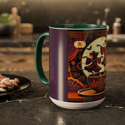 Theatrical Halloween Mice on Teacup Colorful Mugs (11oz, 15oz)