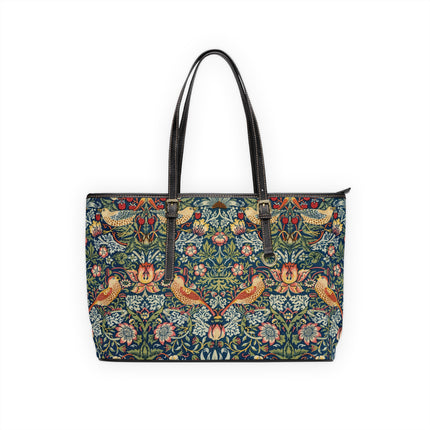 Strawberry Thief by William Morris PU Leather Shoulder Bag
