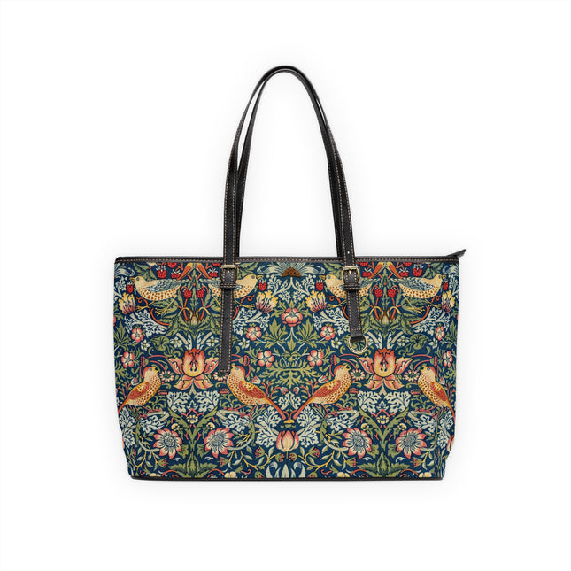 Strawberry Thief by William Morris PU Leather Shoulder Bag