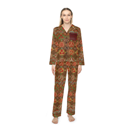 Japanese Fan Pattern by G.A. Audsley Women's Satin Pajamas (AOP)