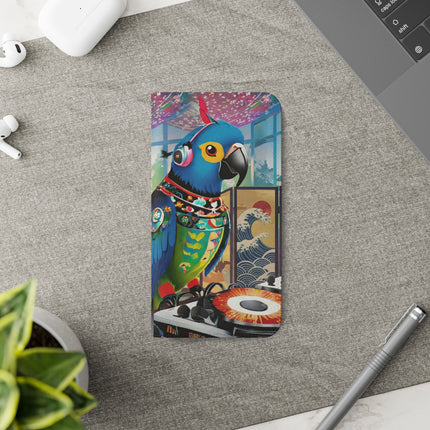 🎧🦜 Parrot DJ Flip Case – Neon Beats & Cyber Groove