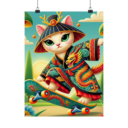 🐉🛹 Dragon Dance on Wheels Matte Vertical Poster – Adventure, Style & Dragon Spirit