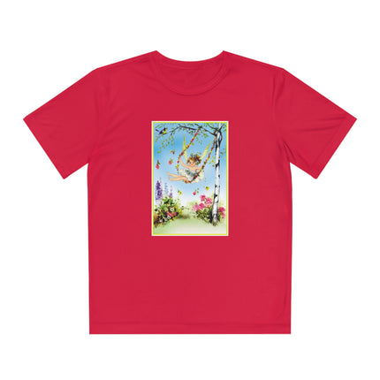 Spring Fairy's Floral Swing Youth Competitor Tee – Garden Magic & Whimsical Adventure