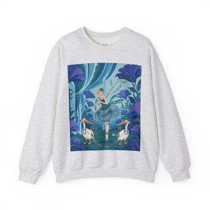 🪶🌺 The Pelican Garden Dance Crewneck Sweatshirt – Art Deco Botanical Whimsy