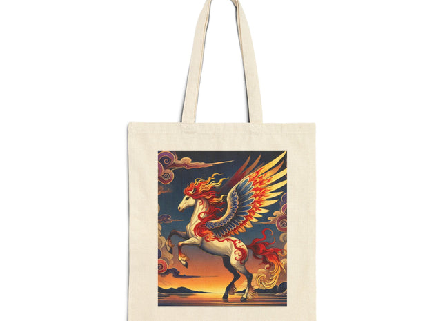 Flame-Winged Horse at Sunset Cotton Canvas Tote Bag