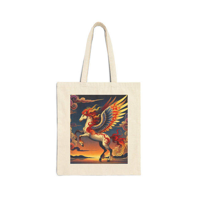 Flame-Winged Horse at Sunset Cotton Canvas Tote Bag
