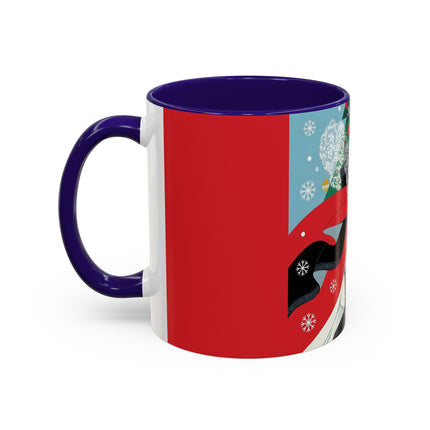 ❤️ The Lady Of The Crimson Scarf Colorful Mug – Art Deco Christmas Elegance