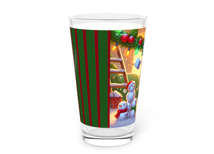 Naughty or Nice Kitten Christmas Glass, 16oz