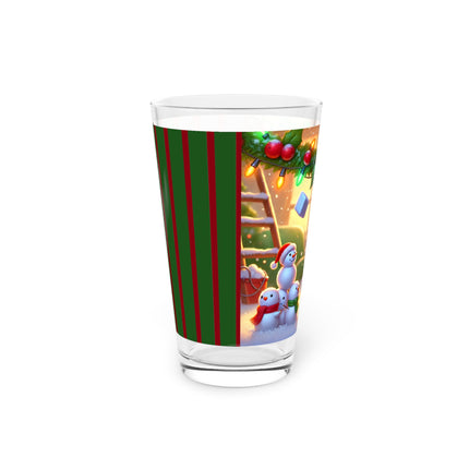 Naughty or Nice Kitten Christmas Glass, 16oz