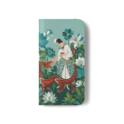 🐉🌿 The Dragon Keeper Flip Case – Art Deco Floral Fantasy