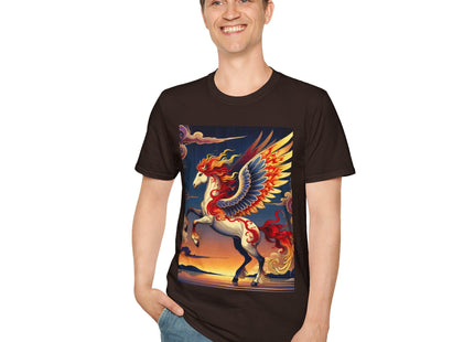 Flame-Winged Horse at Sunset Unisex Softstyle T-Shirt