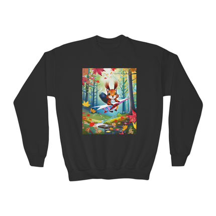 Acorn Aviator Youth Crewneck Sweatshirt – Woodland Flight & Playful Imagination